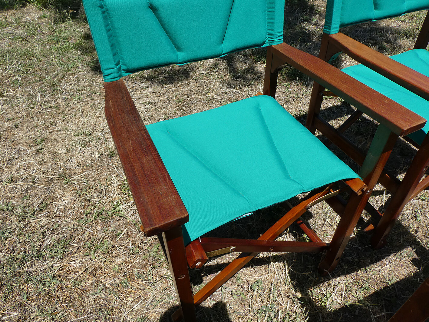 Lot of 6 foldable chairs in solid teak Roland Vlaemynck
