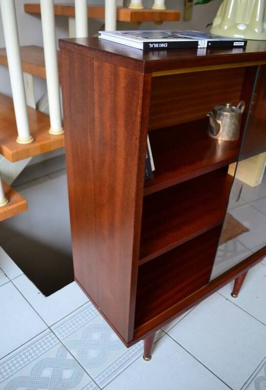 vintage mahogany low display cabinet