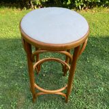 3 tabourets de bar en bois courbé et assise tissu