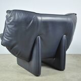 Leolux / vintage "tango" armchair in blue leather / jan armgardt / 1980s netherlands