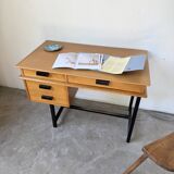 Modernist 50s oak metal desk