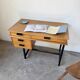 Modernist 50s oak metal desk