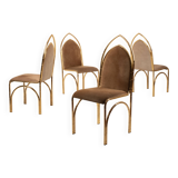 Chaises en daim et laiton 1970 Manufacture italienne