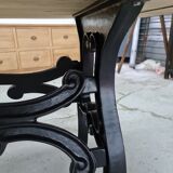 Large industrial table cast iron foot and top solid oak raw