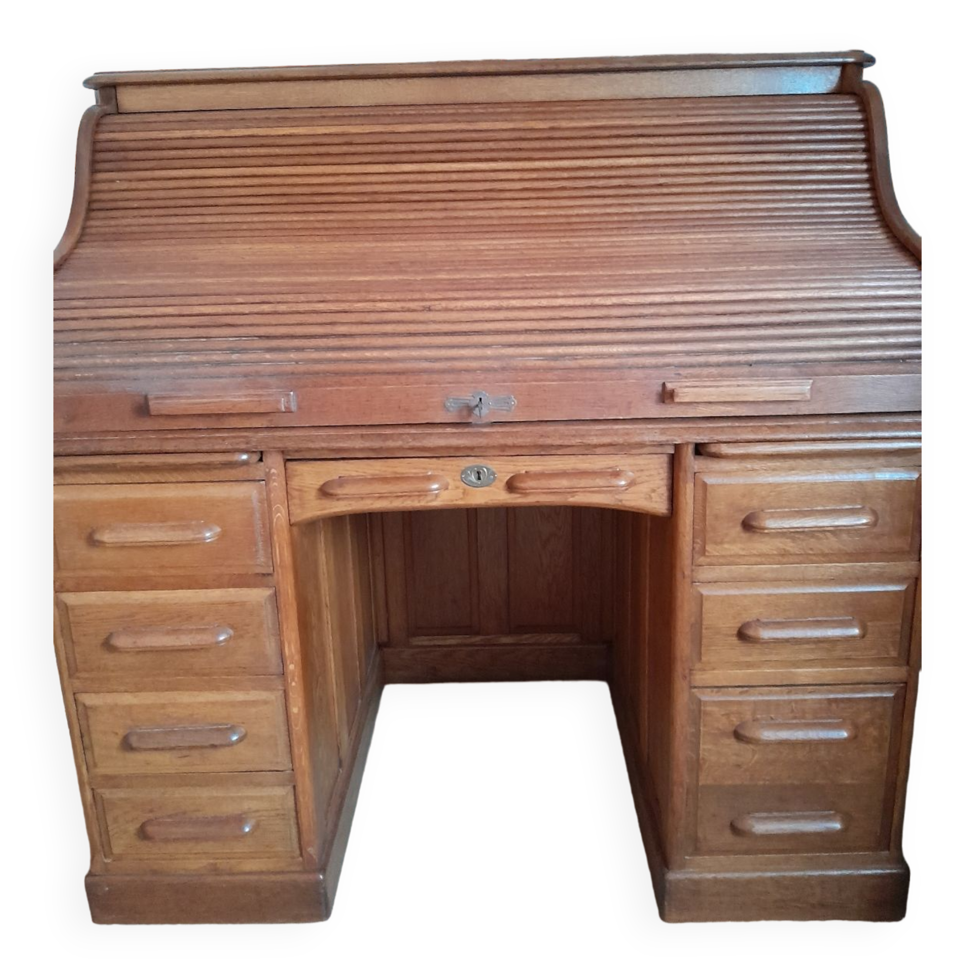 American solid oak desk with antique patina