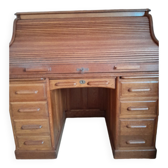 American solid oak desk with antique patina