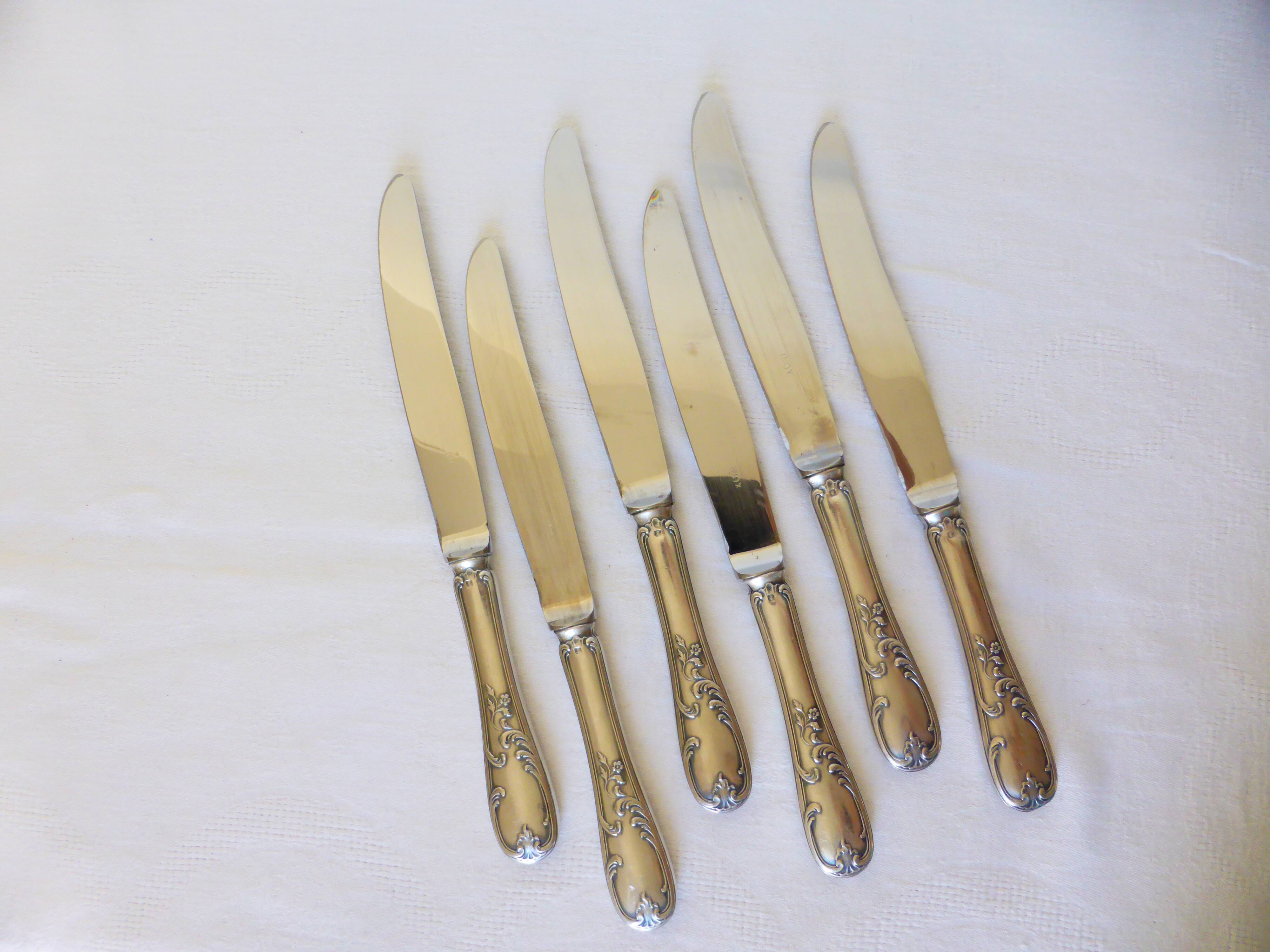 6 vintage knives in English silver metal hallmarked 2106273