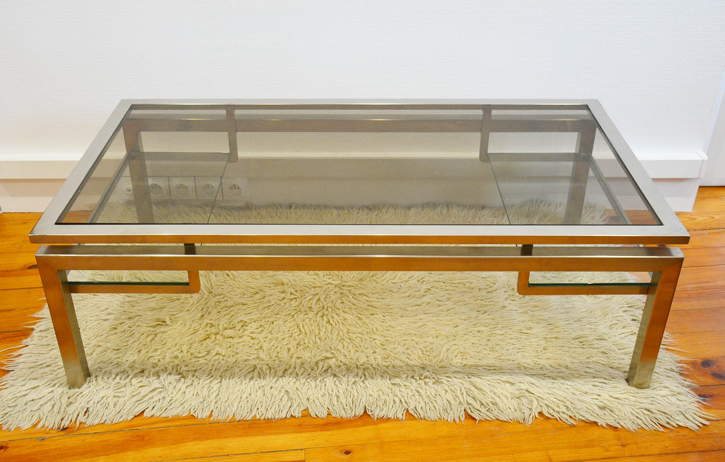 Jansen House coffee table by Guy Lefèvre steel glass 1970