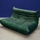 Bottle green velvet Togo living room set by Michel Ducaroy for Ligne Roset, set of 5