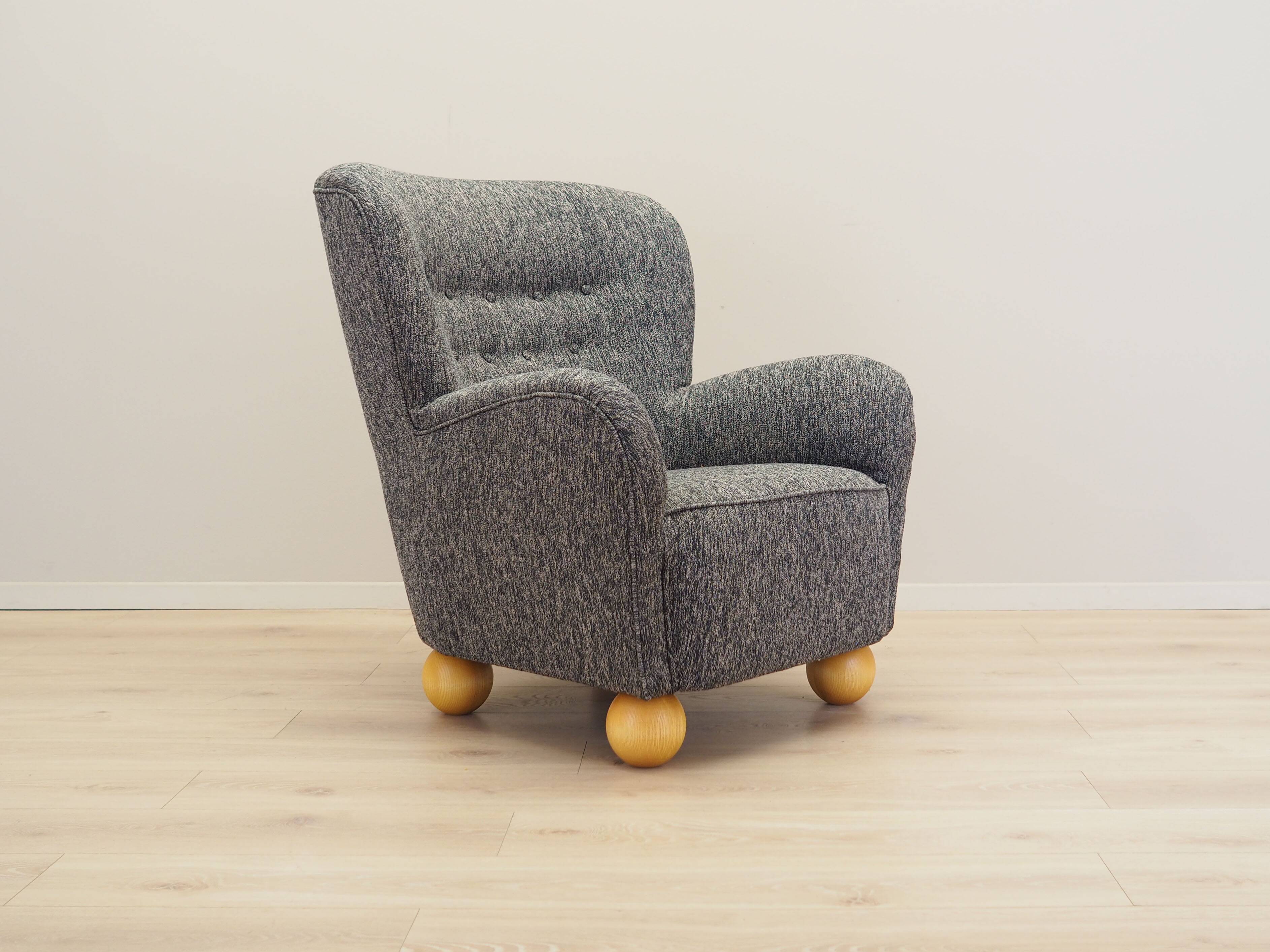 Grey armchair, Scandinavian design, production: Denmark