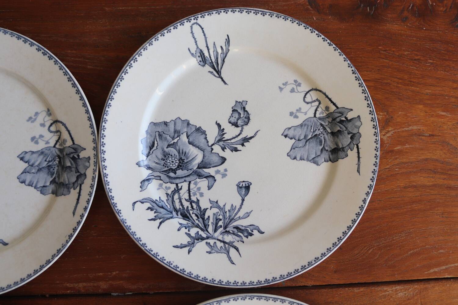 Set of 6 flat plates in old earthenware – Féria model, Sarregue