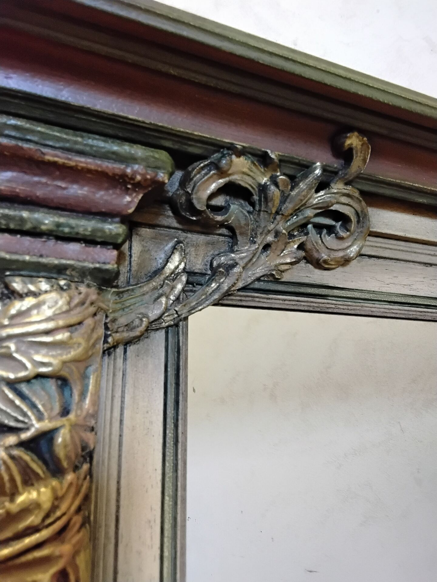 Large antique wooden mirror