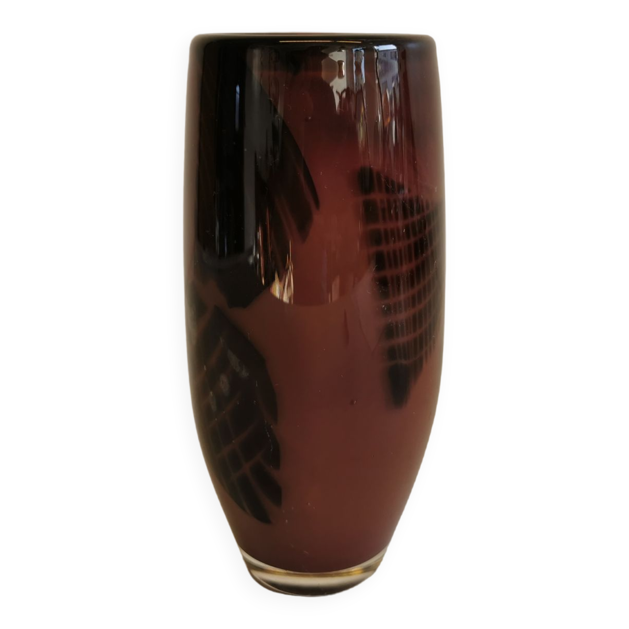 Glass vase in purple colours/nuances, estimated Danish and from the 1970-80s.