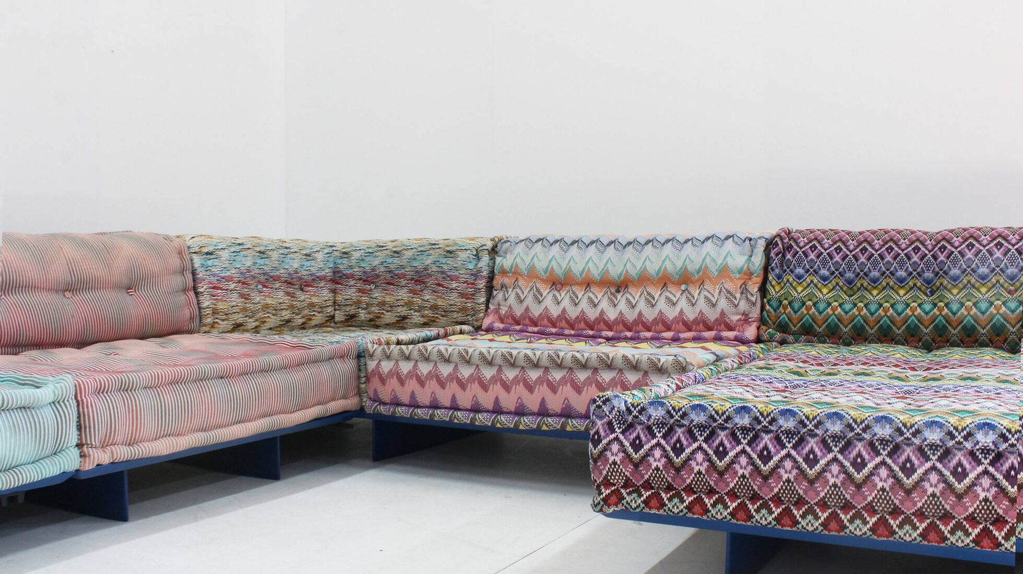 Roche Bobois Mah Jong sofa Missoni design by Hans Hopfer with platform