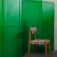 Bohemian wooden screen green bottle year 60s