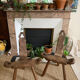 Pair of rustic brutalist tripod wooden chairs farmhouse