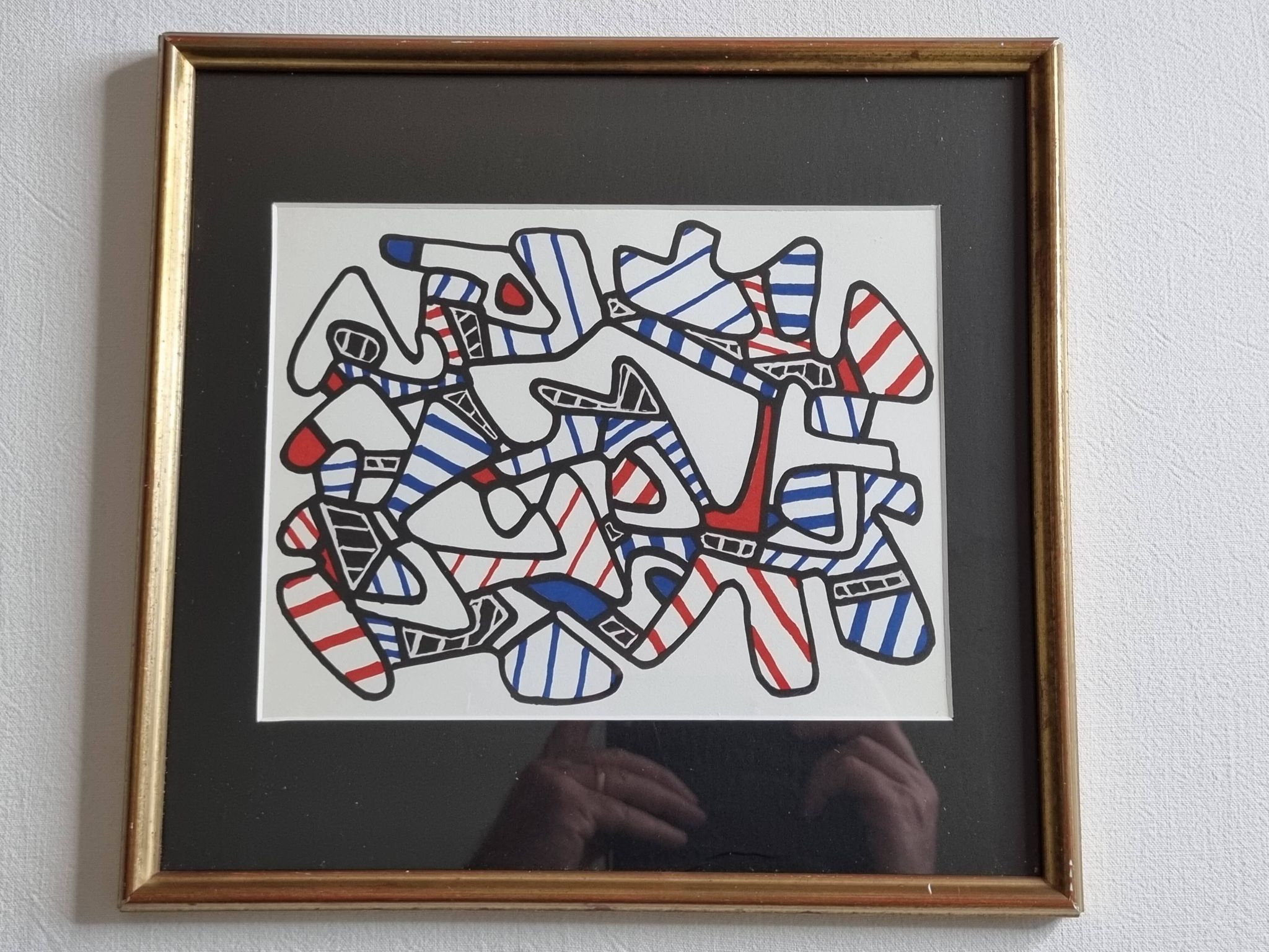 Silkscreen print after Jean Dubuffet, framed, 1970s, 28 x 27 cm