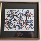 Silkscreen print after Jean Dubuffet, framed, 1970s, 28 x 27 cm