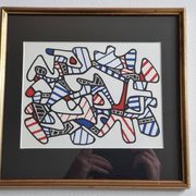 Silkscreen print after Jean Dubuffet, framed, 1970s, 28 x 27 cm