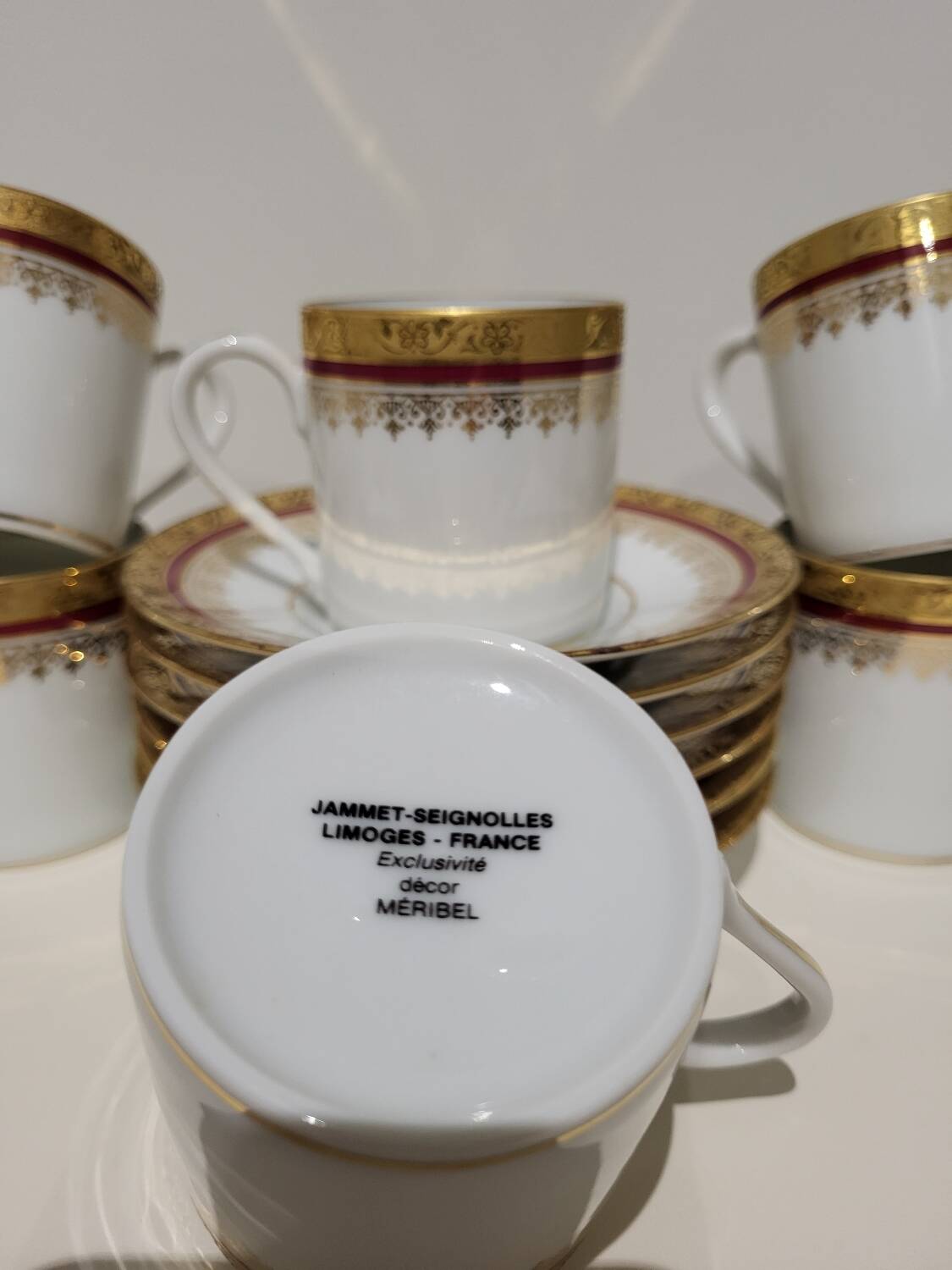 6 coffee cups signed "Jammet Seignolles"