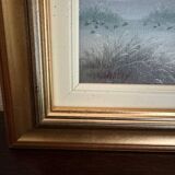 Painting on canvas with golden frame signed Galley