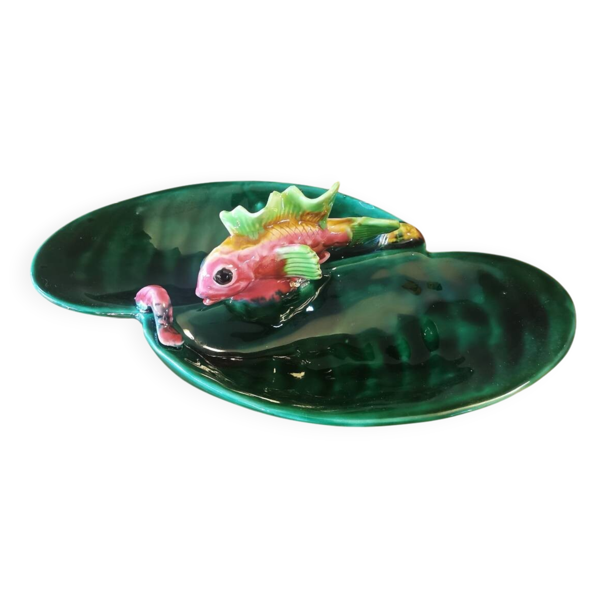 Vallauris fish slip dish with 2 compartments