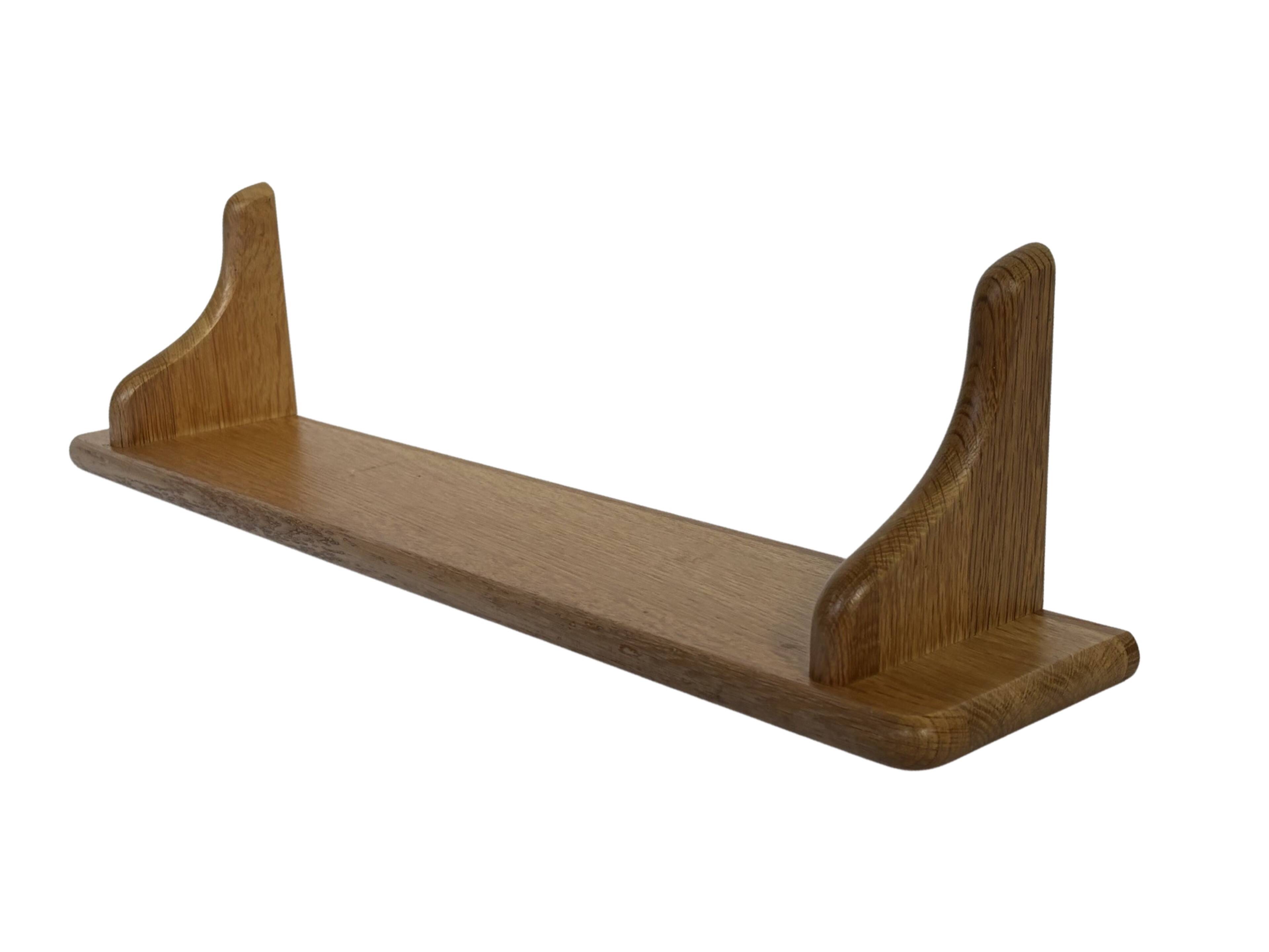 Vintage oak wall shelf book shelf 1970s wood minimalist design