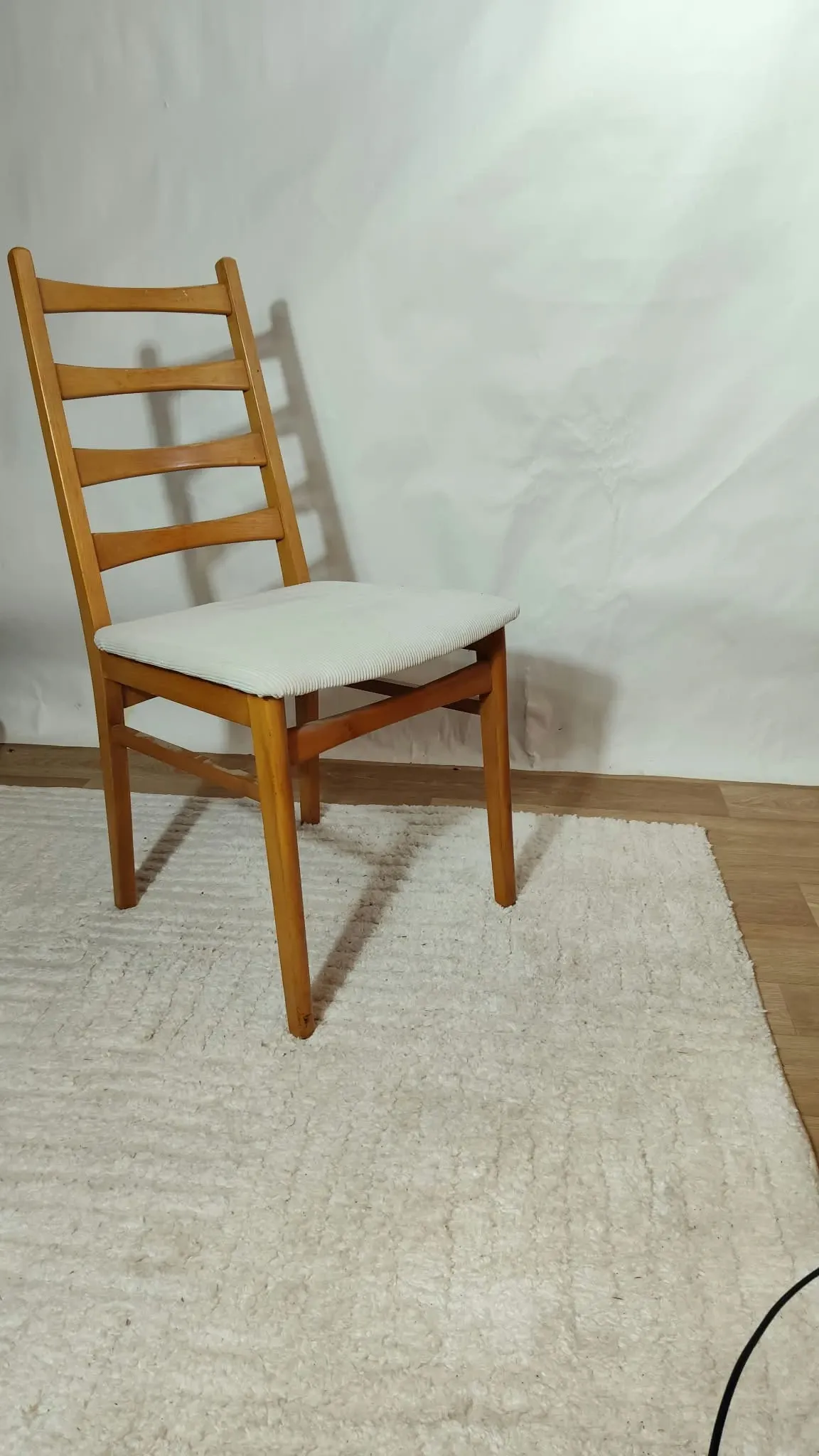Set of 2 vintage Scandinavian chairs in teak and corduroy, 1960s