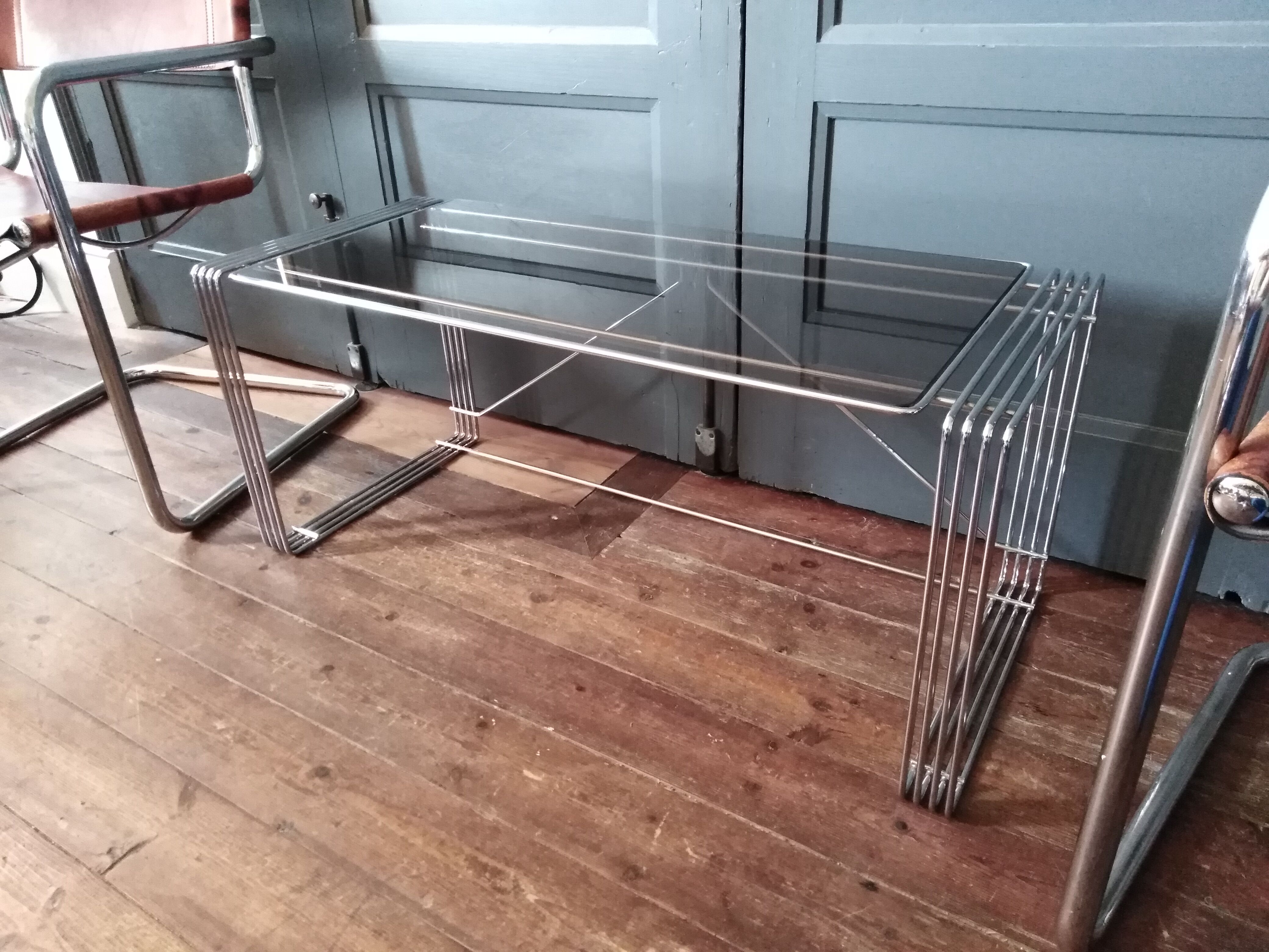 Glass and chrome coffee table 1970