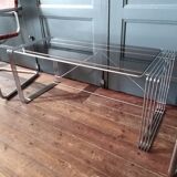 Glass and chrome coffee table 1970