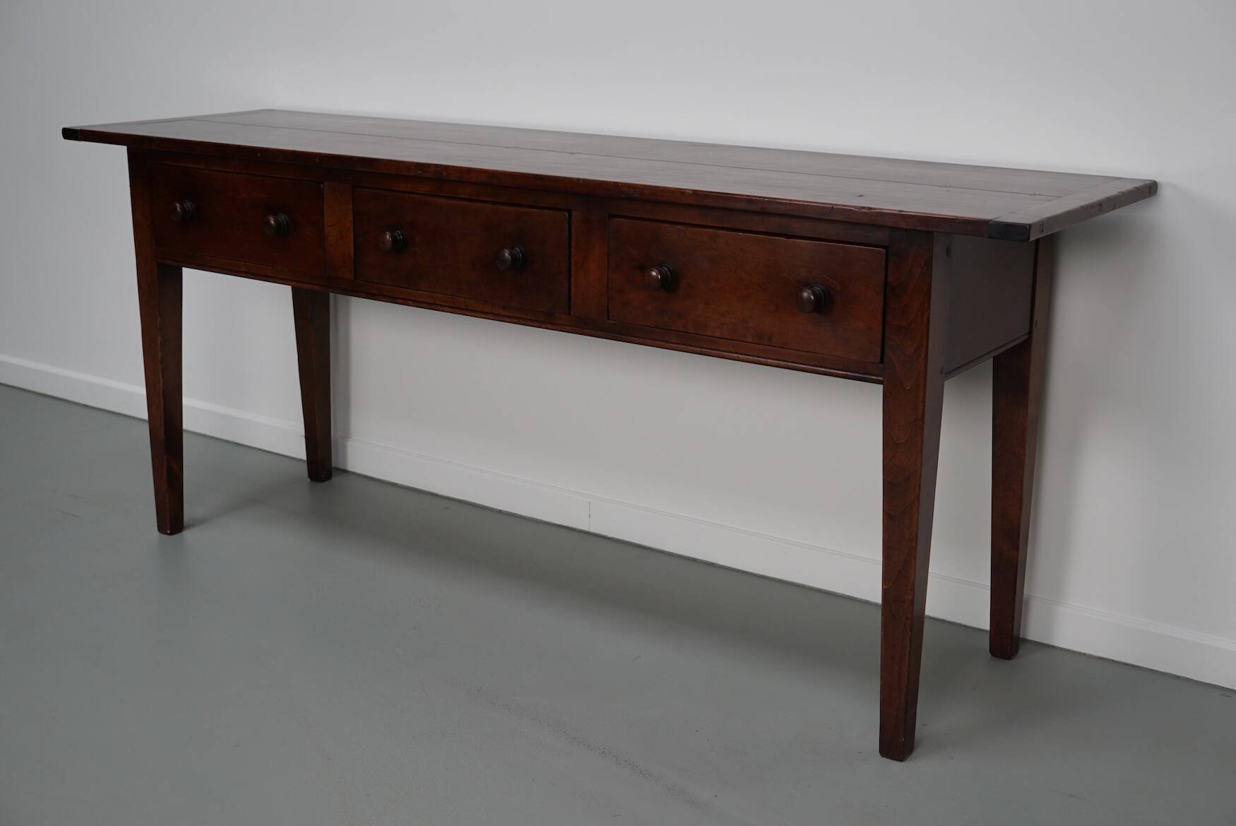 Vintage English Rustic Farmhouse Beech Side Table, 1950s