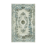 Handwoven overdyed oriental 1970s 185 cm x 295 cm blue carpet