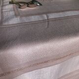 Old damsed tablecloth in linen and silk coral
