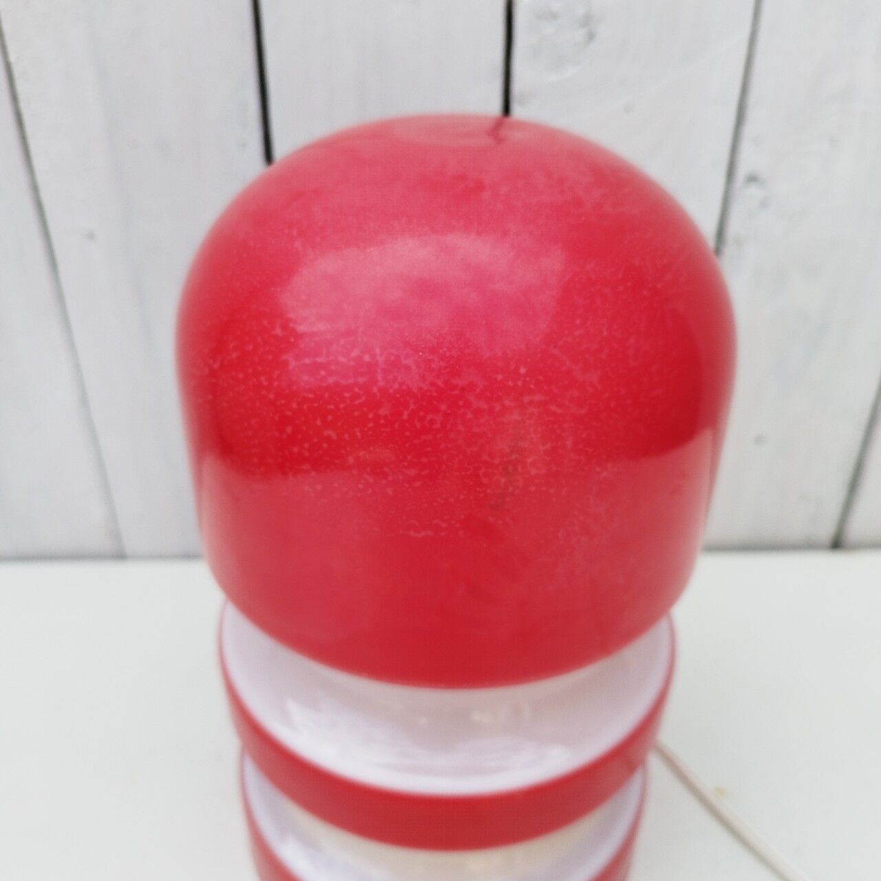 Opaline bedside lamp red and white 60's