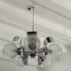 Suspension vintage 5 feux, verre et chrome