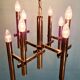 Geometric brass chandelier, Hollywood Regency, design by G. Sciolari, 1970.
