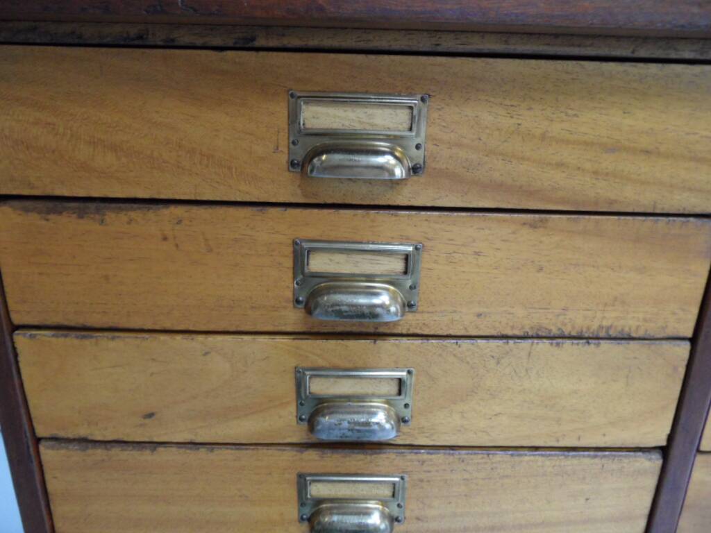 Vintage mahogany filing cabinet with drawers 1950's