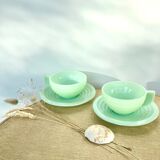 2 cups and saucers opaline mint art deco 50/60