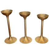Suite de 3 bougeoirs en laiton vintage