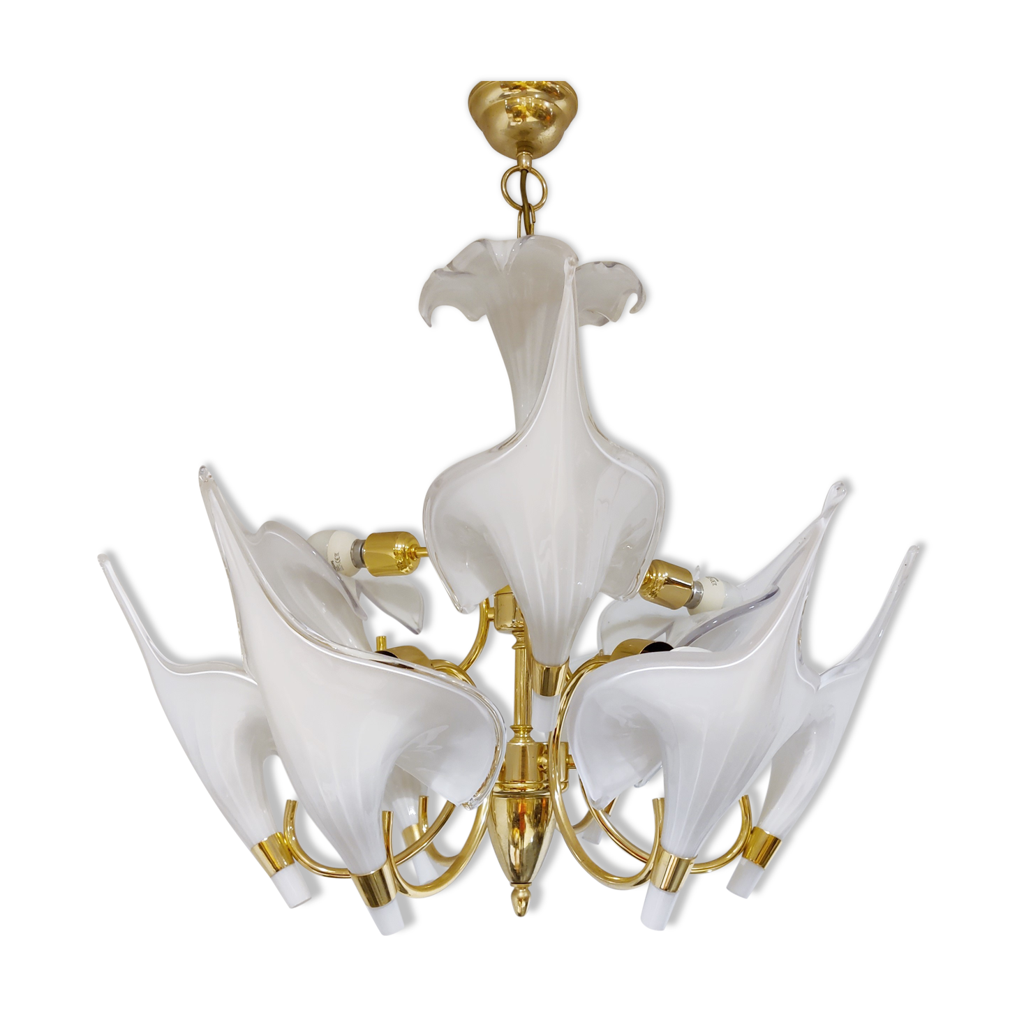Murano Glass Canna Lily Chandelier, 1970s