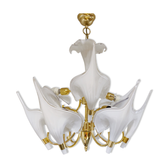 Murano Glass Canna Lily Chandelier, 1970s