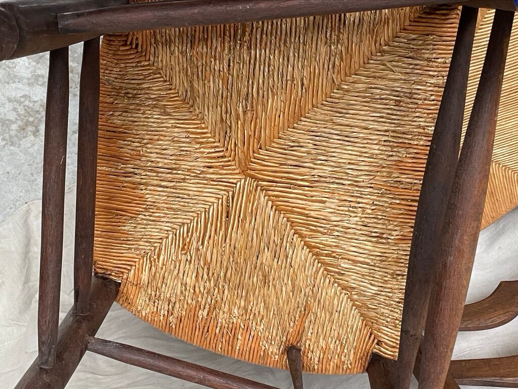 Pair of straw armchairs