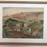 Watercolor drawing seen from Ardèche (Privas).