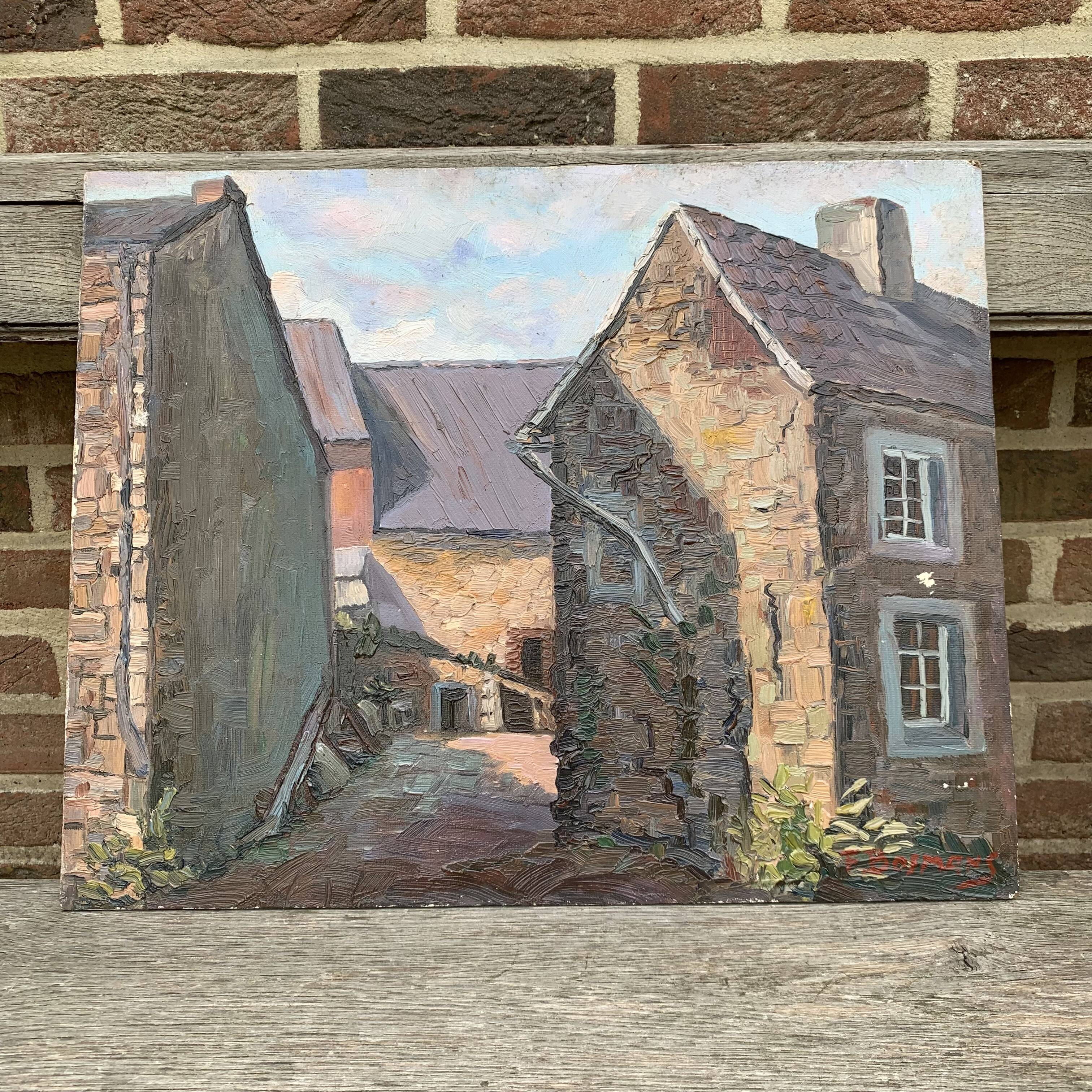 Oil painting on panel "farmyard"