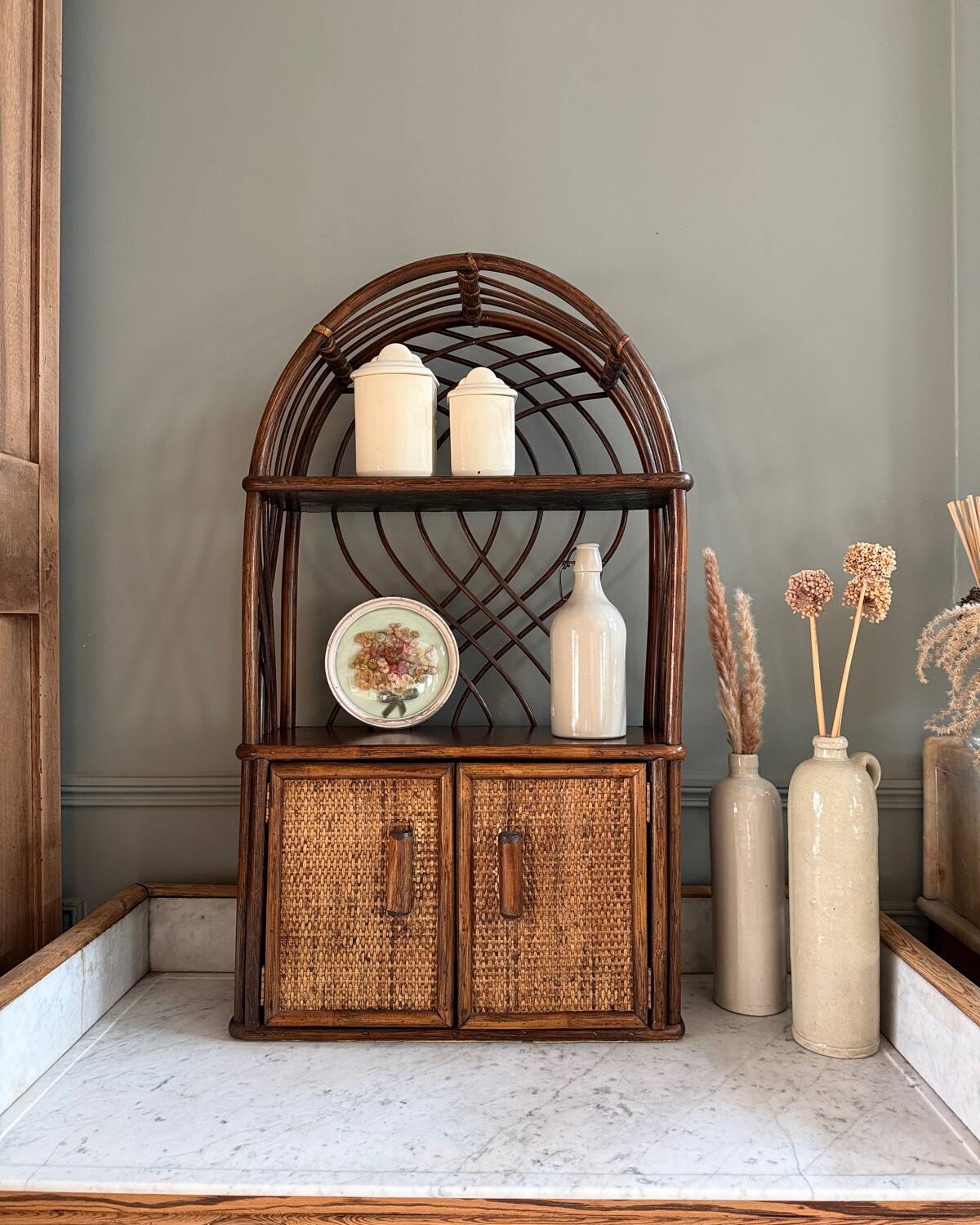 Vintage rattan shelf