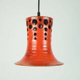 Mid century pendant light with orange ceramic shade 1970s