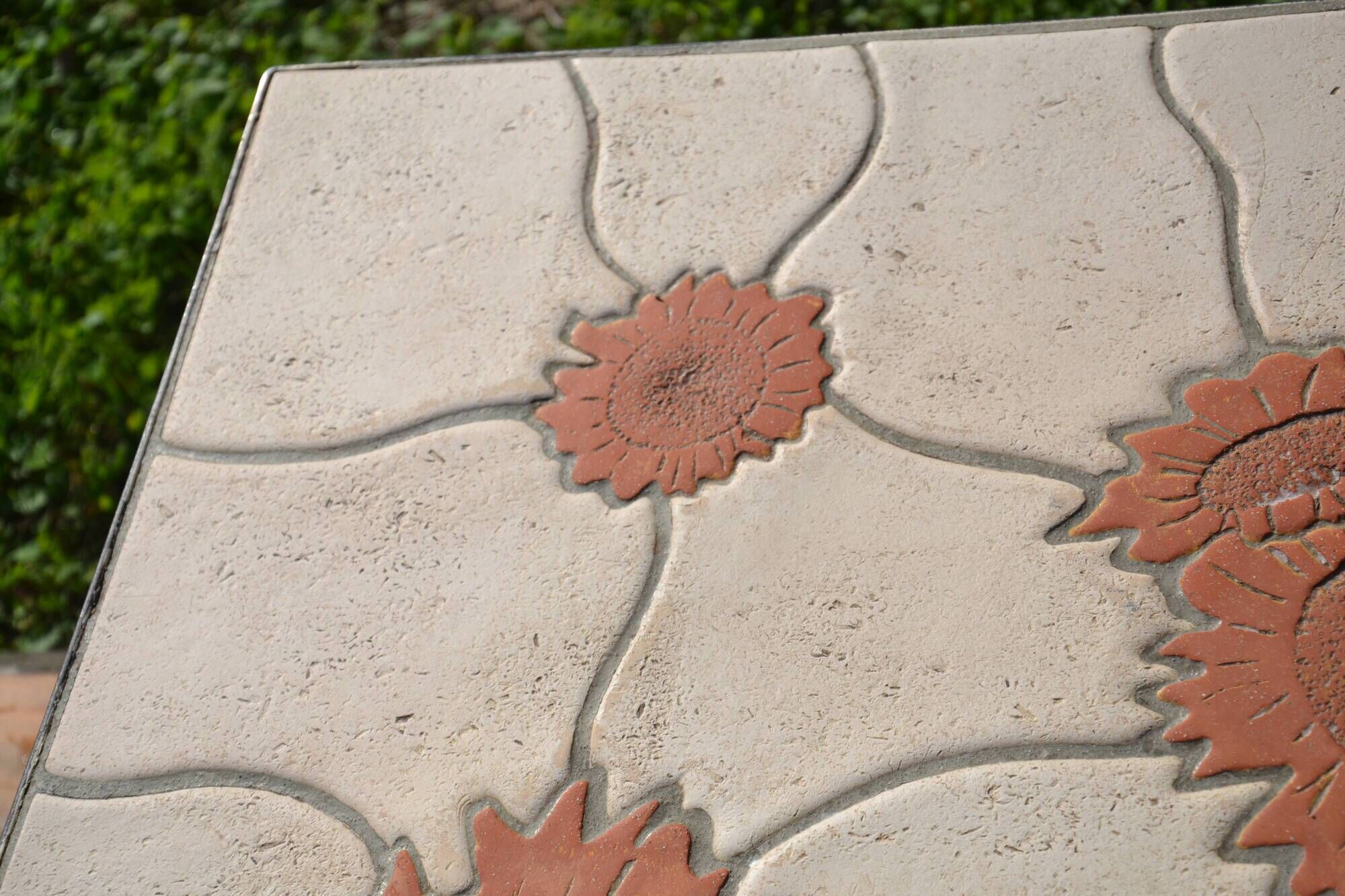 Ceramic coffee table Vallauris "Sunflower" signed Barrois
