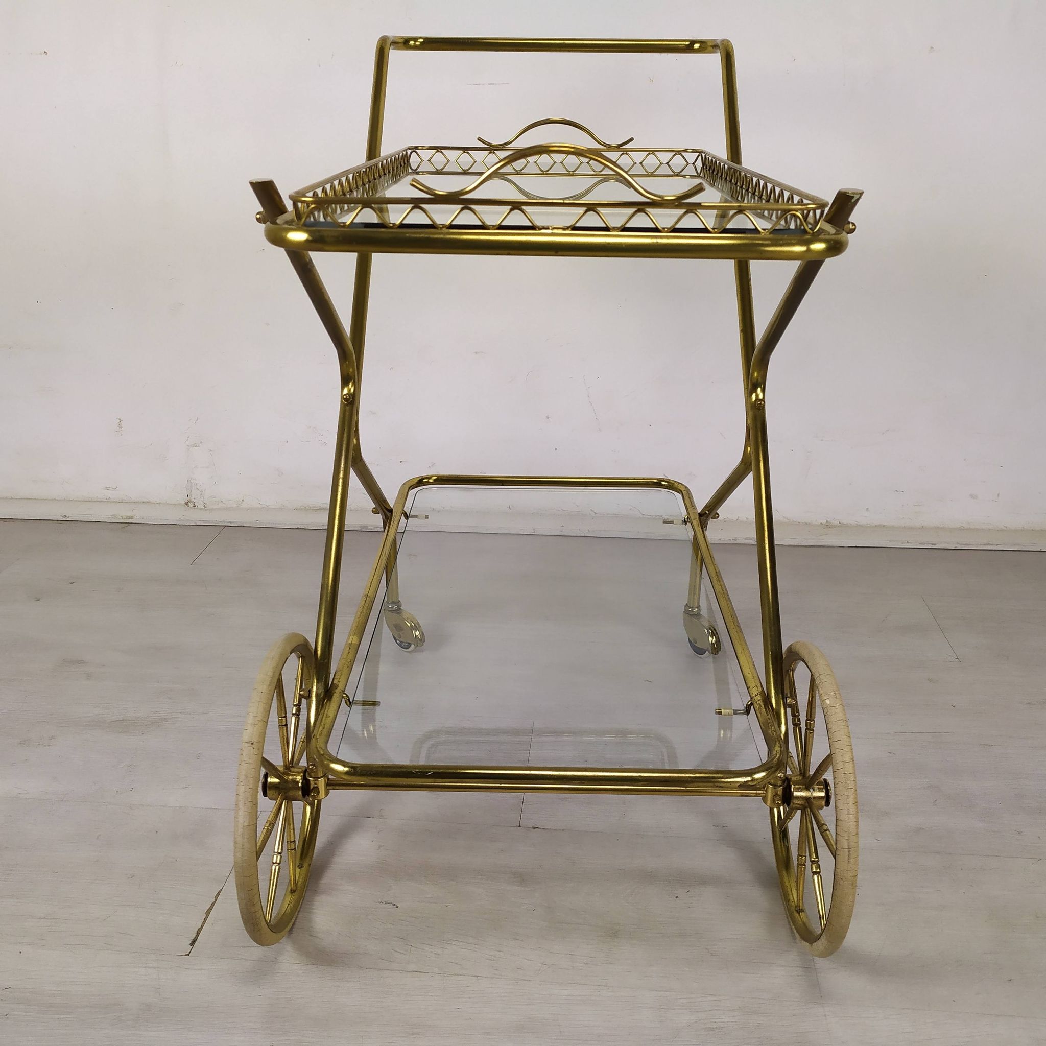 Vintage golden brass rolling service