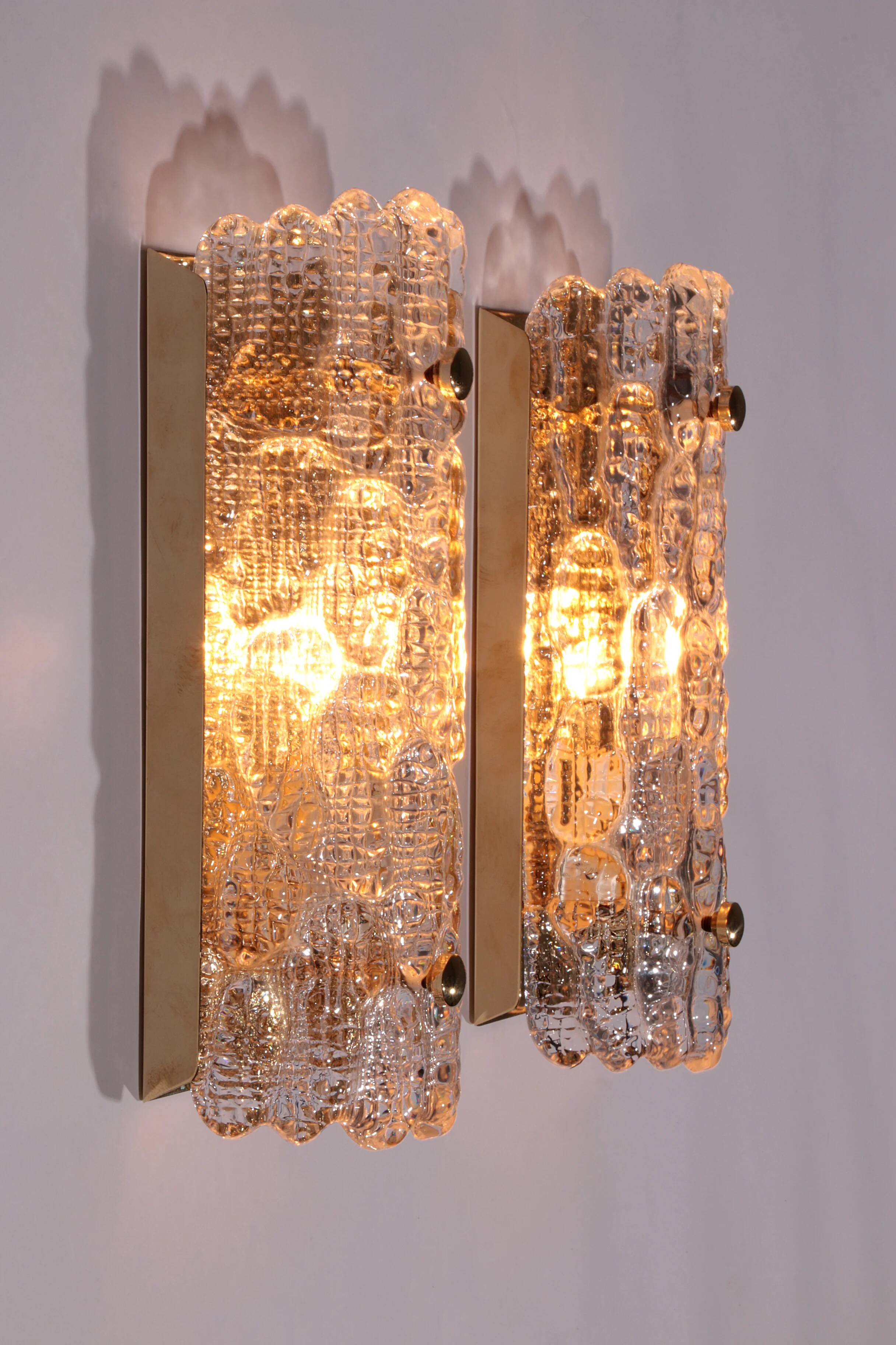 Wall lamps by Carl Fagerlund, Orrefors glass by Lyfa Denmark model Gefion