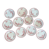 FF Pexonne Ironstone Plate with Pink Bird Decoration, 19th Century